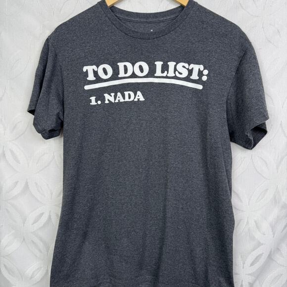 To Do List Nada Men's Humor Gray Graphic Tee Size M - Picture 3 of 4